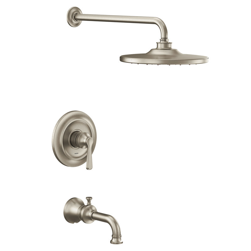 Ensemble de garniture de baignoire et douche Moen Colinet M-CORE 2-Series Moen, valve requise, Nickel brossé