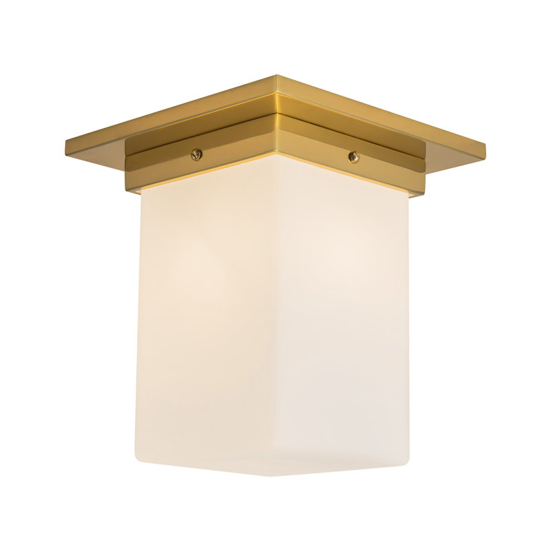 Mineral 8-in Brass Flush Mount, Brass, Opal Glass