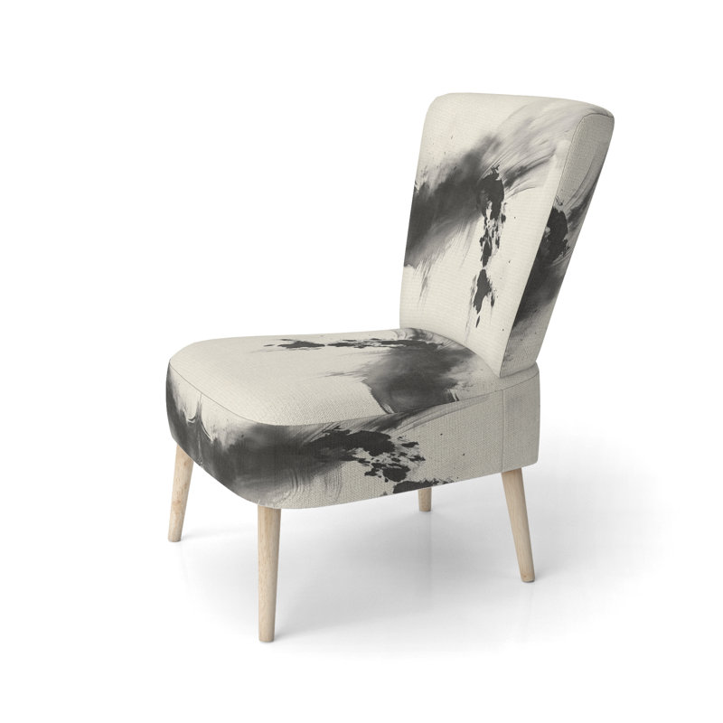 Abstract Minimalism Upholstered Chair - Abstract Flowing Ink Wash I Side Chair, Side Chair Armless