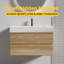 Meuble-lavabo en chêne brut + chêne brut 36 "avec lavabo en quartz blanc et tiroirs souples Grace, meuble-lavabo mural flottant pour salle de bain moderne, lavabo blanc une pièce