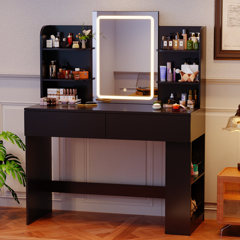 Dressing Table with Mirror, Black