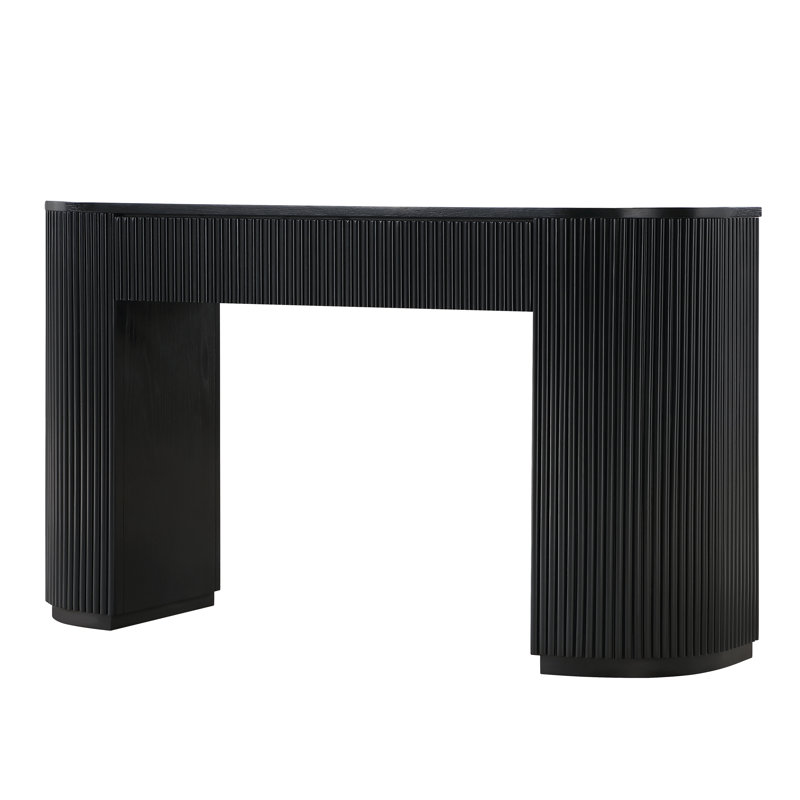 Queensbury 52" Fluted Oak Console Table, Black