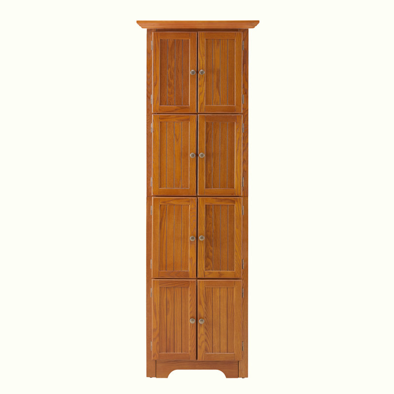 Armoire de rangement 4 niveaux 72 po avec 8 portes, Chêne