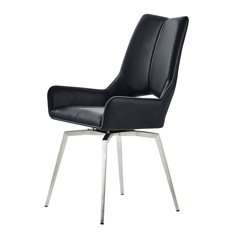 2 Black Dining Room Chairs With Swivel Function - Solid Back, Rectangular, Casual Seating Option ( Of 2) Mechanism, Rectangular Shape, Style