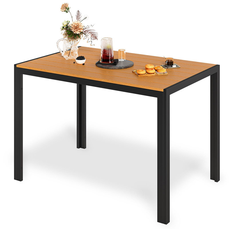 Rectangular 110Cm L Outdoor Balcony Table, Brown/Black