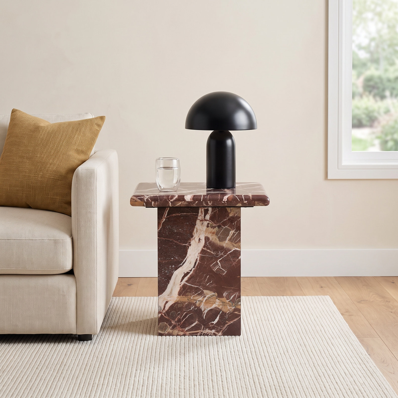 Olene End Table, Meriot Marble