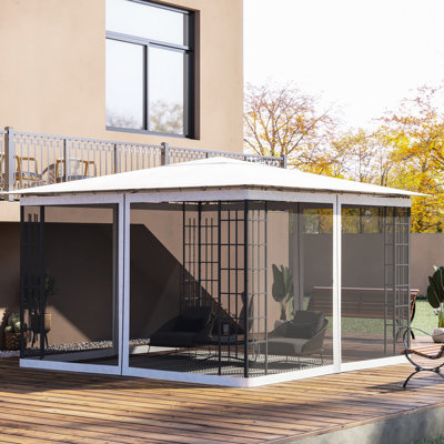 10' X 12' Gazebo Netting Sidewall Replacement, White - Outdoor Space From Bugs And Debris, Quick Installation Keep At Bay Area Clean, Simple Method