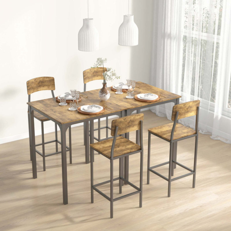 Rustic Brown and Black 3-Piece Pub Height Dining Set