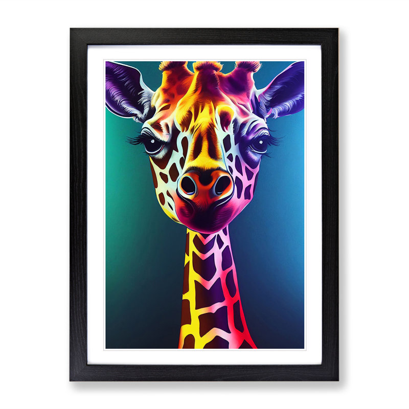 XC1022-1589X Colourful Giraffe No.3 - Wrapped Canvas Print, Black, 64cm H x 46cm W