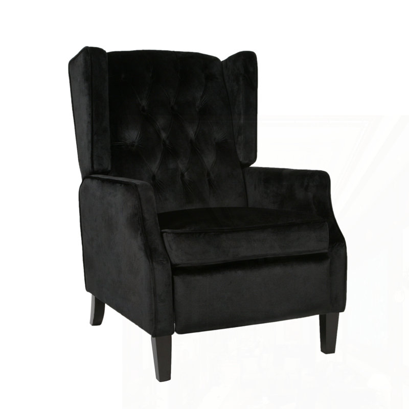 Fabric Armchair Push Back Recliner, Black