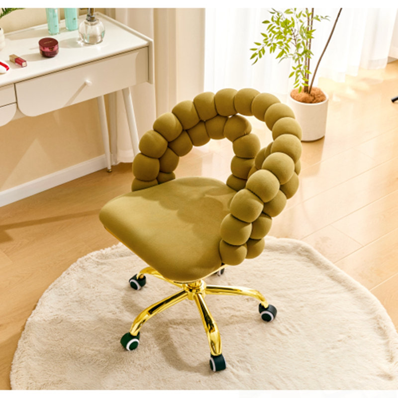 Chaise de bureau pivotante en velours, Jaune