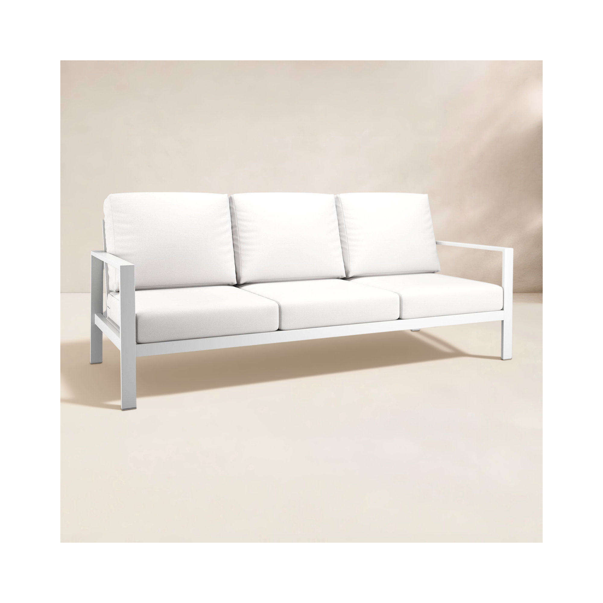 Townsend Metal Outdoor Sofa With Sunbrella Cushion, Canvas White