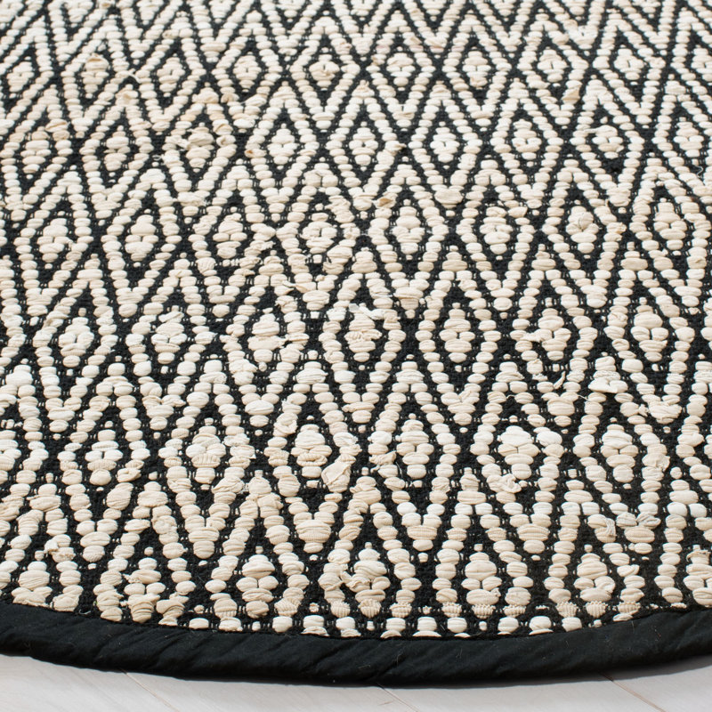 Tapis géométrique tissé à la main Montauk, Rond 6 pi
