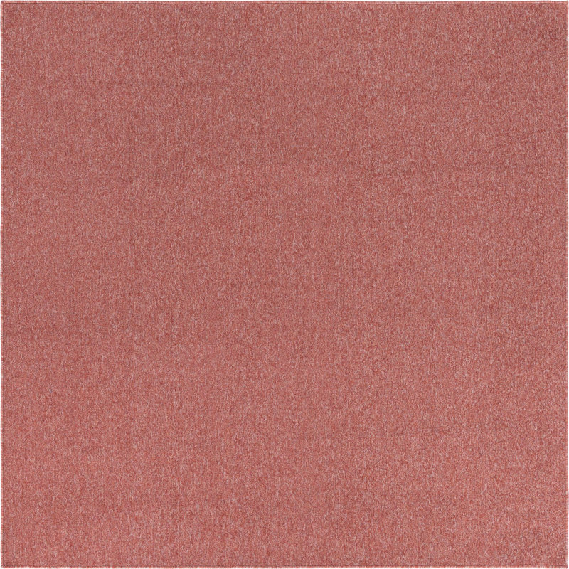 Everyday Solid Machine Woven / Power Loomed Performance Rust Red Rug, Square 7'