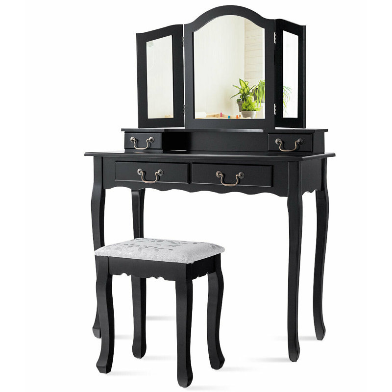 Ensemble de meuble-lavabo avec tabouret Garver, Noir
