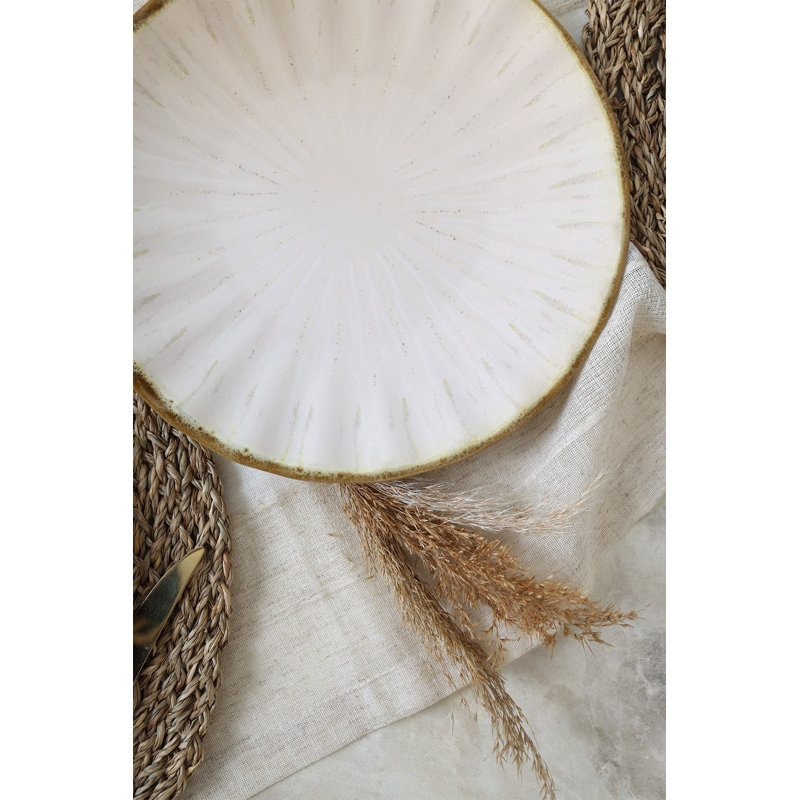 Premium Service Plate Set (6 Pieces), White Ceramic Stoneware, 10.6 x 10.6 inches | 100% Antibacterial, Eco-Friendly, Water-Resistant | Dishwasher & Microwave Safe, Easy to Clean, Ideal for Elegant Dining & Entertaining