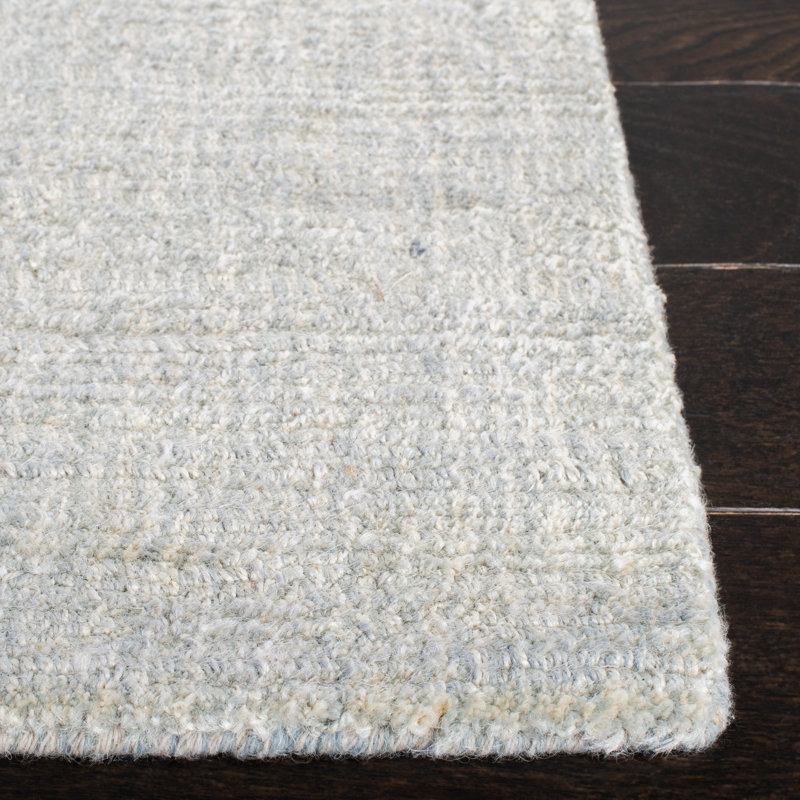Tapis en jute / coton bleu clair tissé à la main Brandais, Rectangulaire 3 pi x 5 pi
