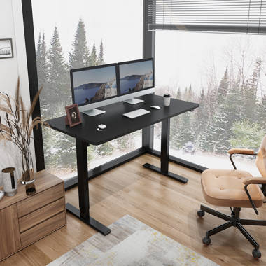 Erminda Height Adjustable Standing Desk with Accessories Inbox Zero Color: Black, Size: 46.4 H x 55'' W x 28'' D