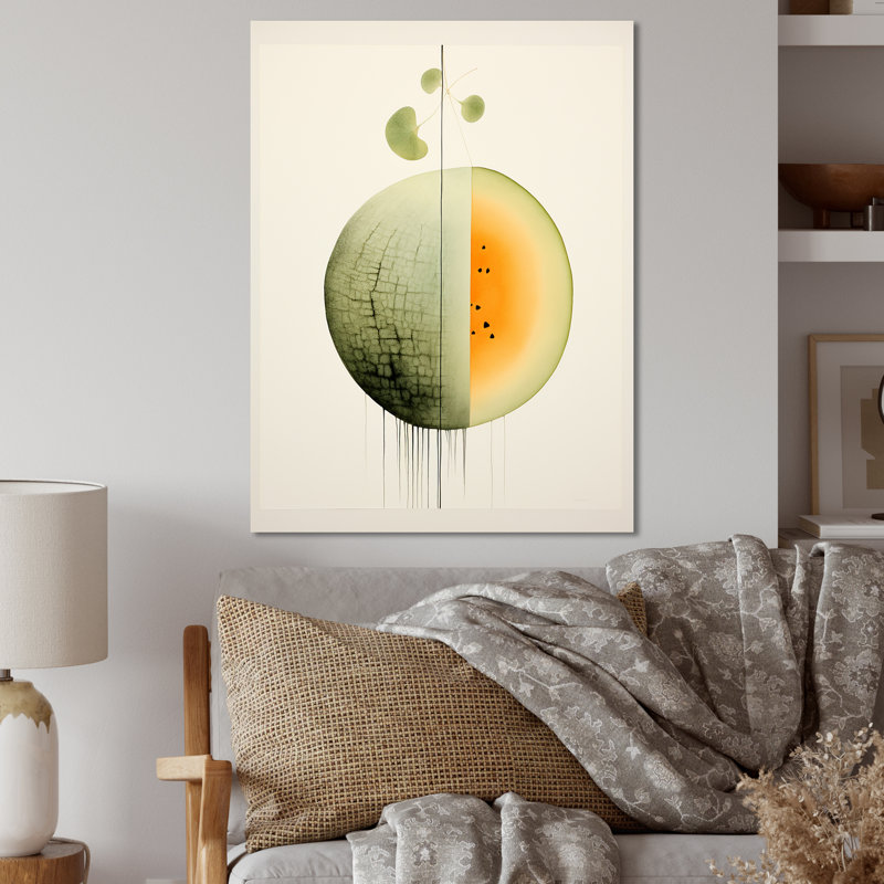 Minimalist Cantelope Essence I - Melon Metal Wall Art, 40" H x 30" W x 1.5" D