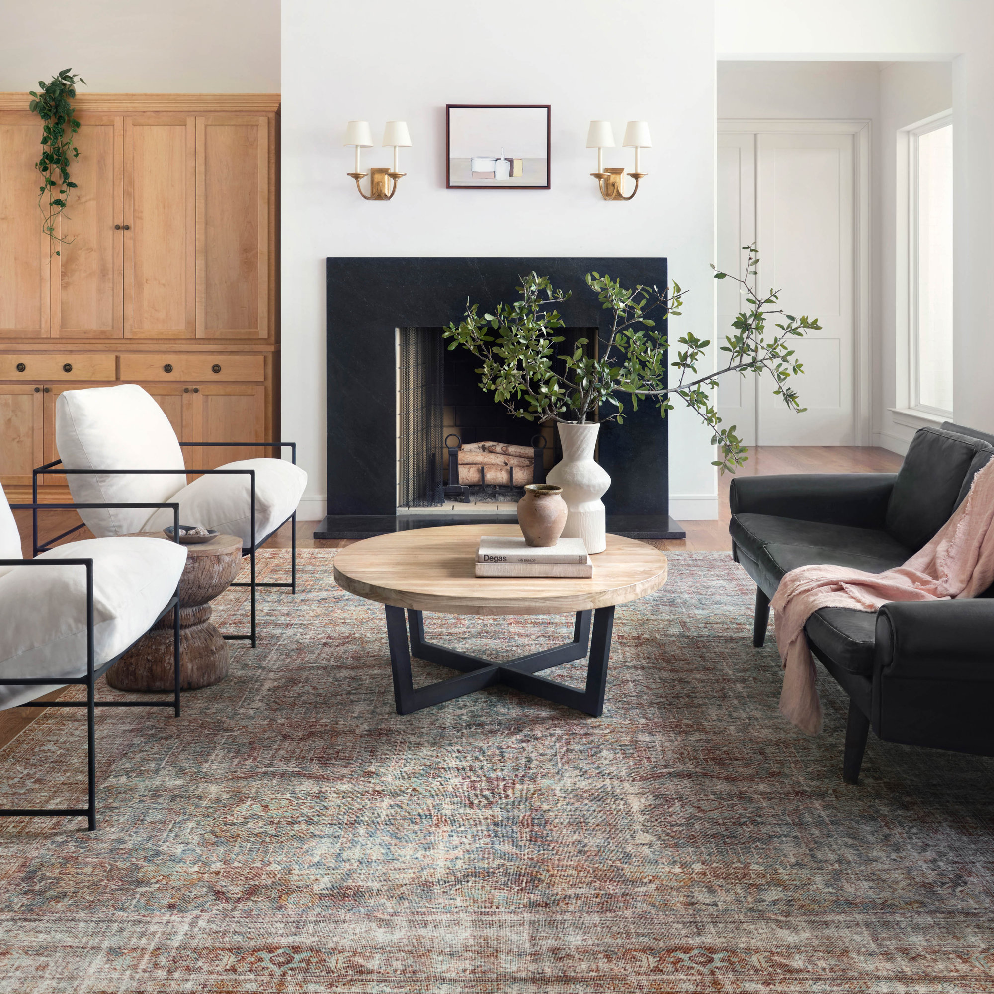 Chris Loves Julia x Loloi Jules Oriental Lagoon/Brick Area Rug, Rectangle 7'6" x 9'6"