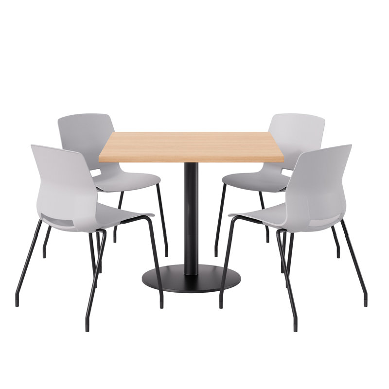 4 - Person Bar Height Dining Set, Maple, Gray/Black, 29" H x 36" L x 36" W