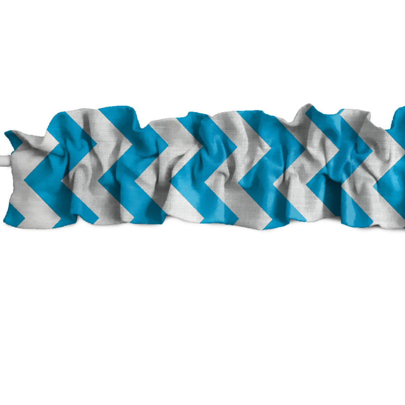 Cantonnière sur mesure en coton à chevrons, L 9 po x L 120 po, Turquoise