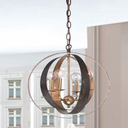 Lustre sphérique style chandelier, Bronze/Doré, 4