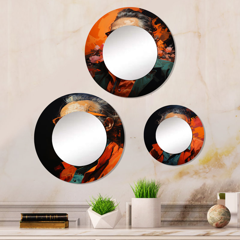 Ensemble de 3 miroirs muraux ronds en aluminium Meriel