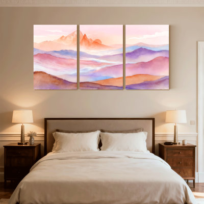 «Abstract Pastel Mountains», ensemble de 3 reproductions d'art sur toile