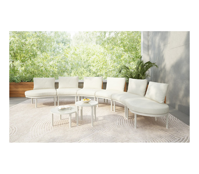 Ensemble de canapé modulaire d'extérieur demi-lune avec coussins beiges 8 pièces Topmax