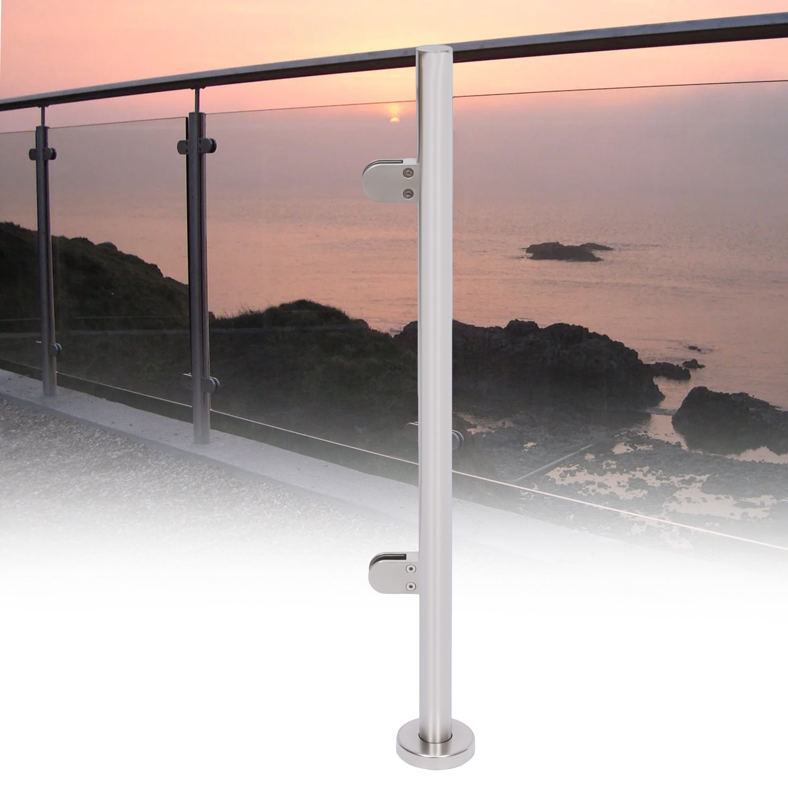 WAYLOWAY End Post Glass Railing Post Stairs Pool Fence Post Balustrade ...