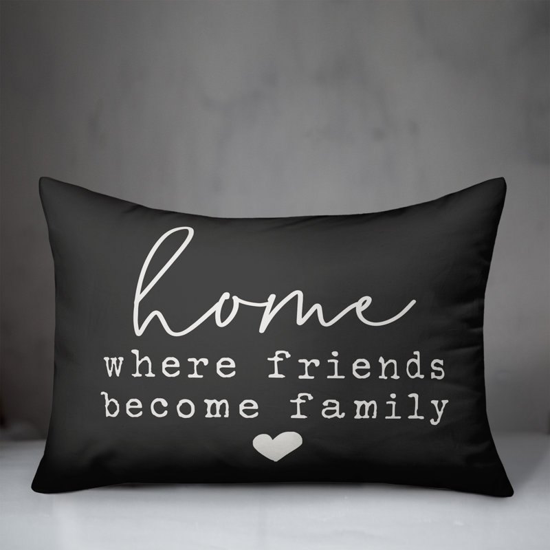 Textual Outdoor Throw Pillow, Charcoal