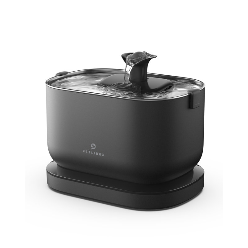 Black Stainless Steel Wireless Pet Water Fountain