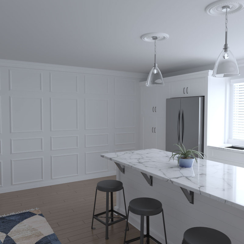 Adjustable White Polyurethane Full Wall Wainscot Paneling Kit