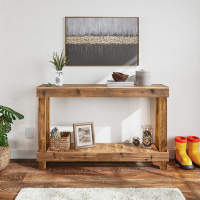 46" x 10" Solid Wood Console Table （Natural Wood）