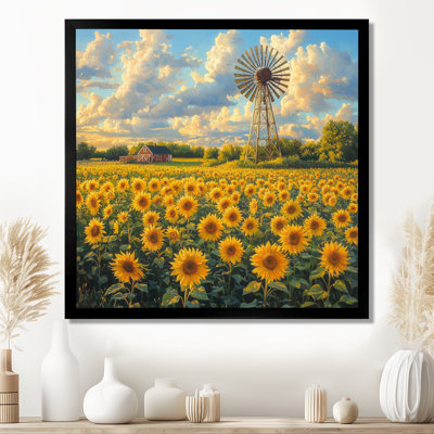 Tournesols au moulin à vent en été II - décoration murale florale
