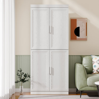 72" Tall 4-Door Modern Freestanding Storage Cabinet with Adjustable Shelves