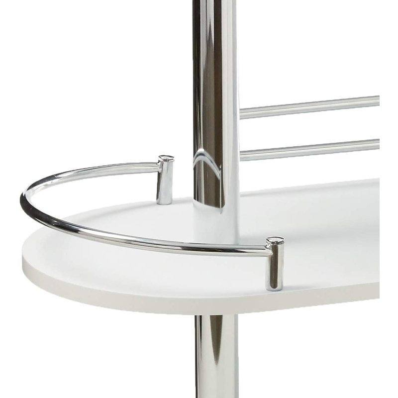 Bar table with two tempered glass shelves Chewning, Blanc / Chrome