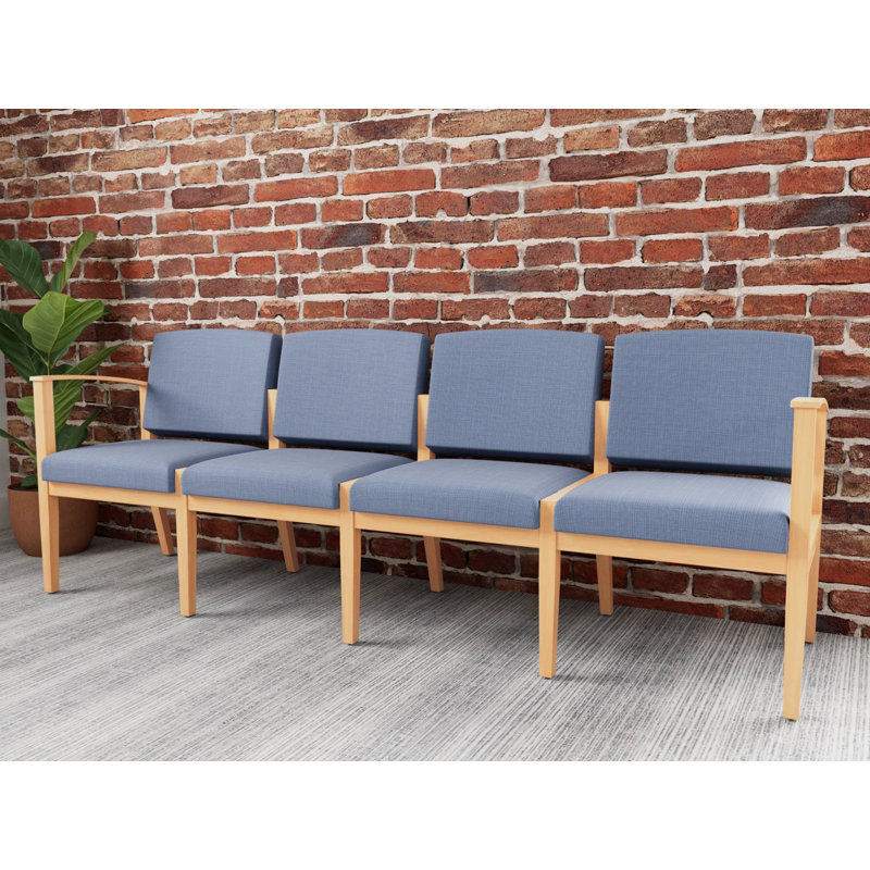 Table de bout en bois Amherst, Naturel, Chambray bleu marine clair