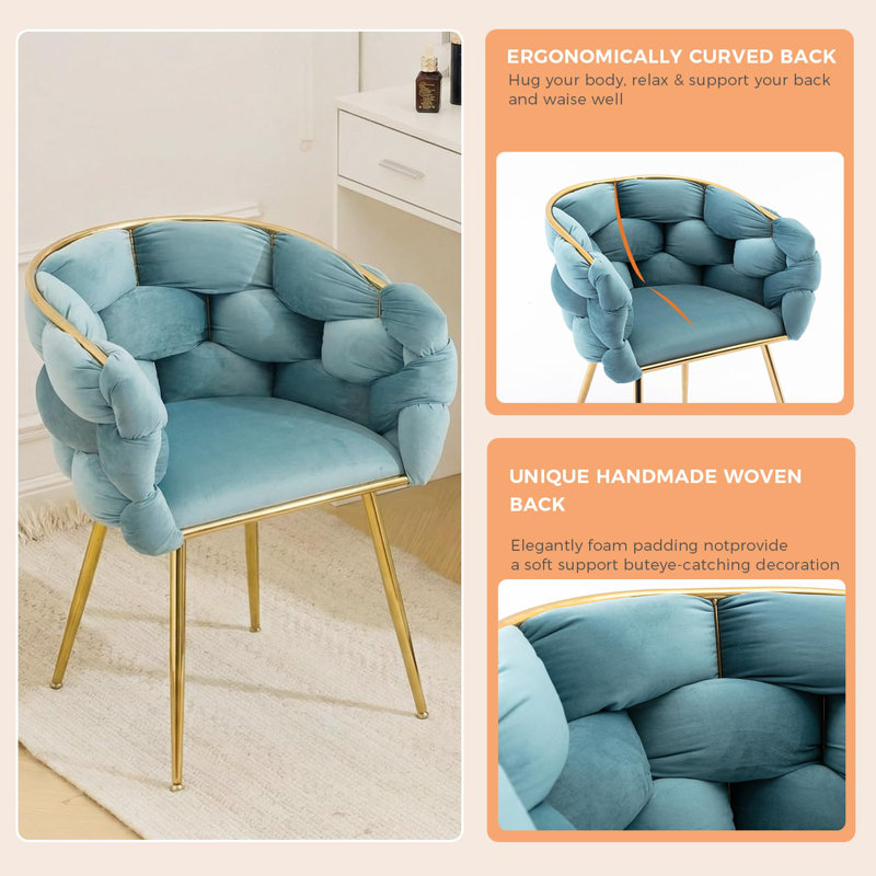 Modern Kitchen Chairs Velvet Upholstered Dining Chairs Set of 4, Blue