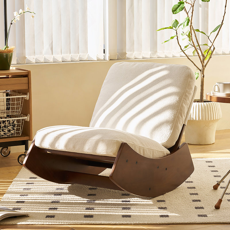 Chaise berçante confortable, fauteuil oscillant de haute qualité, Blanc