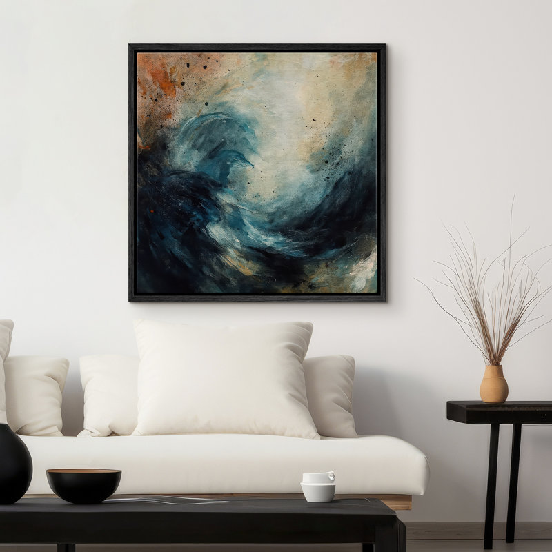 Reproduction d'art encadrée sur toile pour décor moderne neutre, H 16 po x l 16 po, Noir