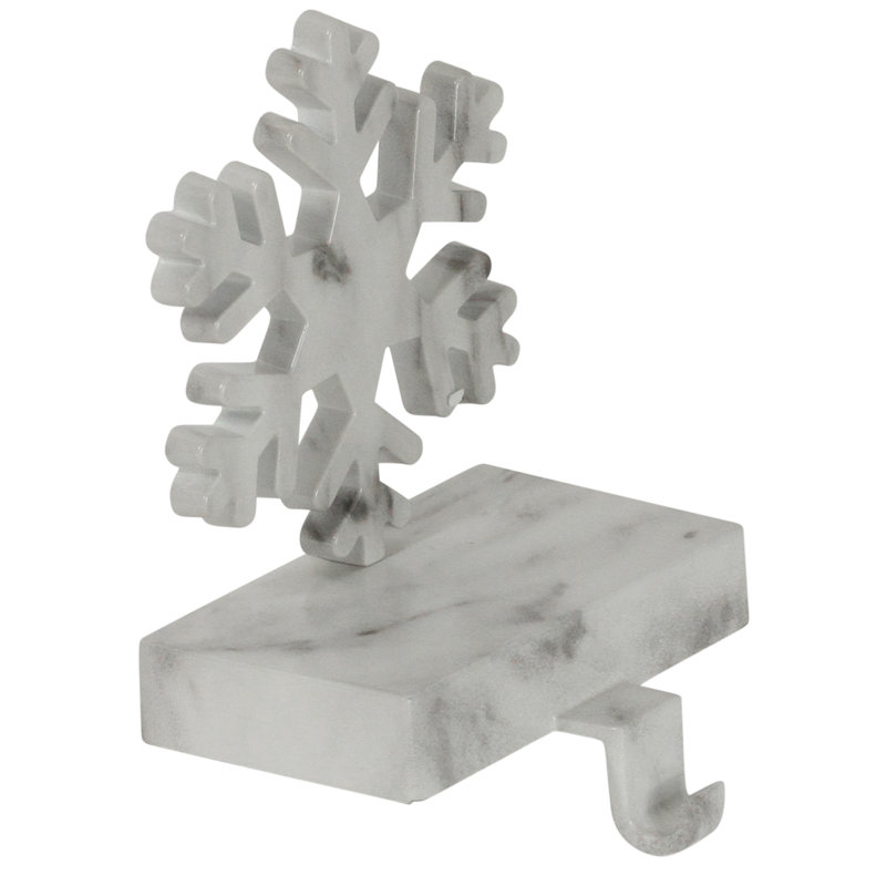 Porte-chaussette de Noël flocon de neige 7,25 "marbré blanc et noir
