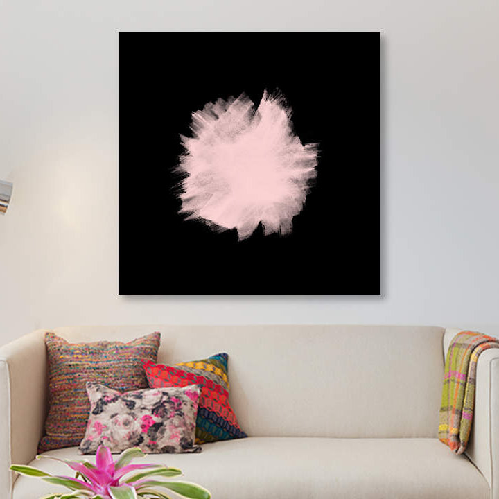 «Pale Pink on Black», impression sur toile, H 18 po x l 18 po x P 1,5 po, Toile tendue, Pas de tapis
