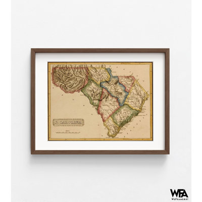 South Carolina 1817, Sc State Map, Sc Travel Map, Rustic Old South Carolina, reproduction d'affiche, école scolaire, art mural