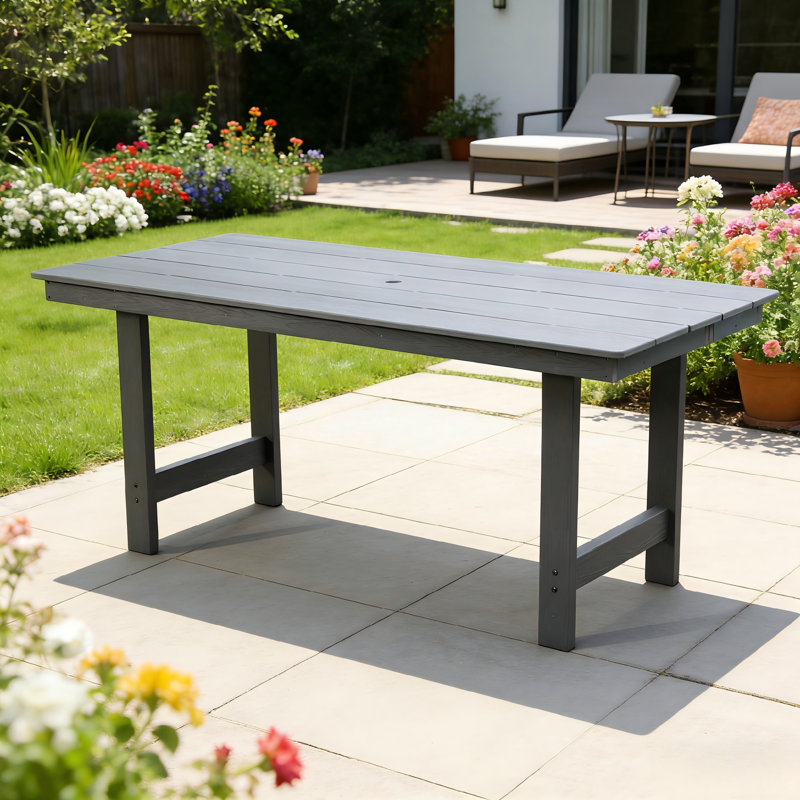 Table de salle à manger en PEHD de 66,9 po x 31,3 po x 29,5 po, PEHD, 1 pièce, gris, robuste
