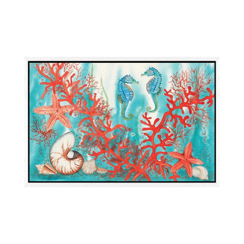 Sea Life by Christine Reichow - Print on Canvas, 101.6cm H x 152.4cm W x 3.81cm D, White Framed Canvas