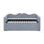 Lit de jour simple tapissier en vichy avec gigogne coulissante, poche de rangement latérale, structure en bois massif, canapé-lit, bleu-132948418-132948420
