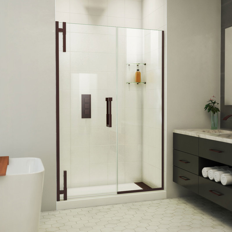  DreamLine Ascend 50 1/2 - 51 1/2 inch W x 72 inch H Frameless Pivot Shower Door in Oil Rubbed Bronze, Oil Rubbed Bronze