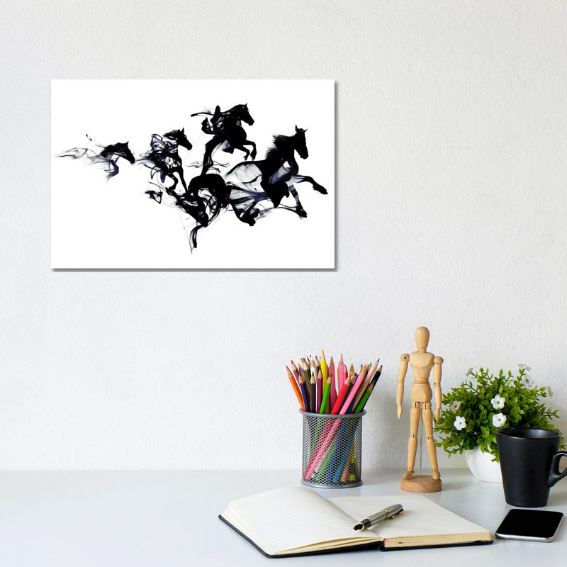 Black Horses by Robert Farkas - Wrapped Canvas Print, 20.32 cm H x 30.48 cm W